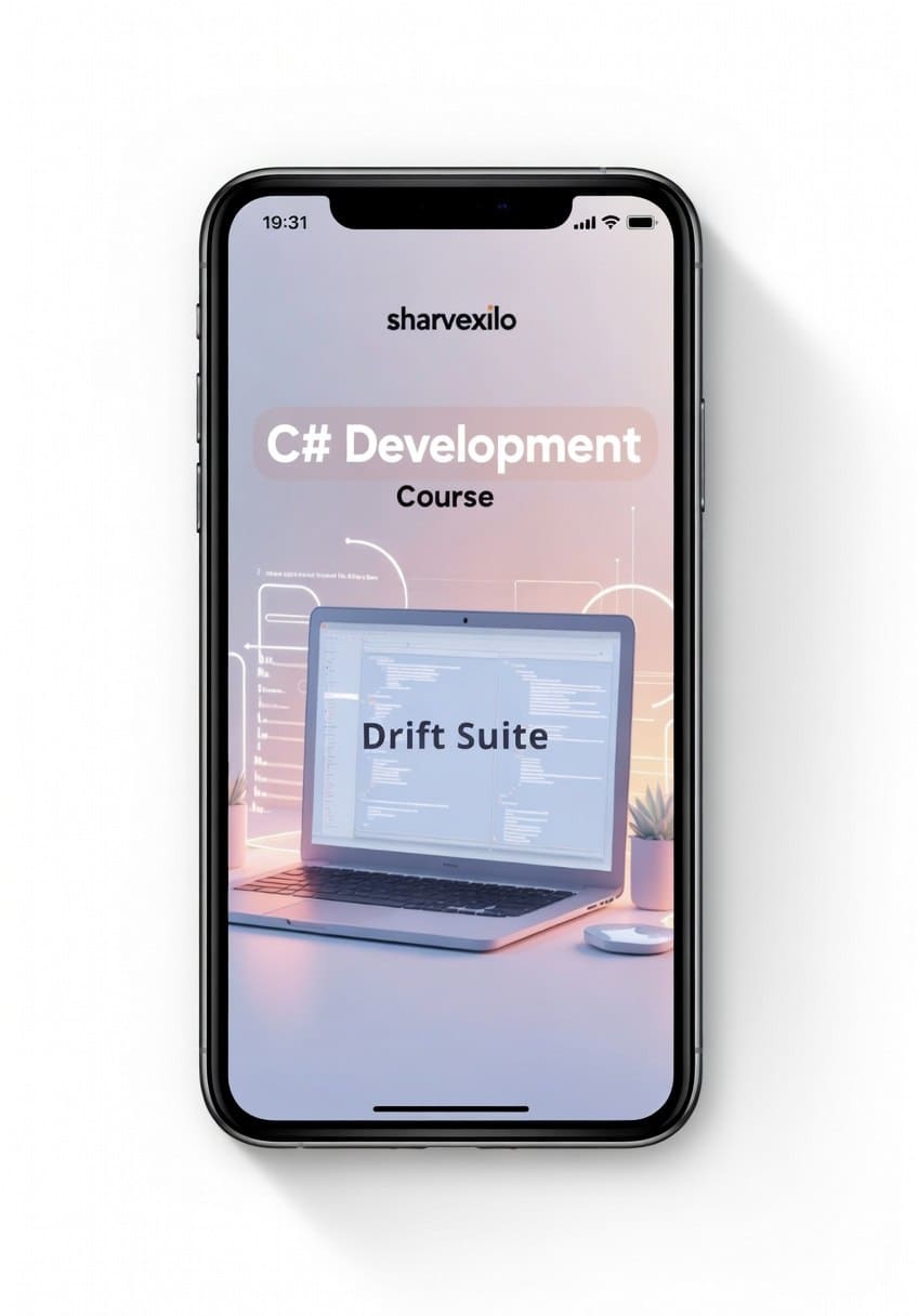 Phone displaying C# digital course 'Drift Suite'