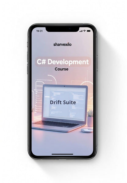 Phone displaying C# digital course 'Drift Suite'