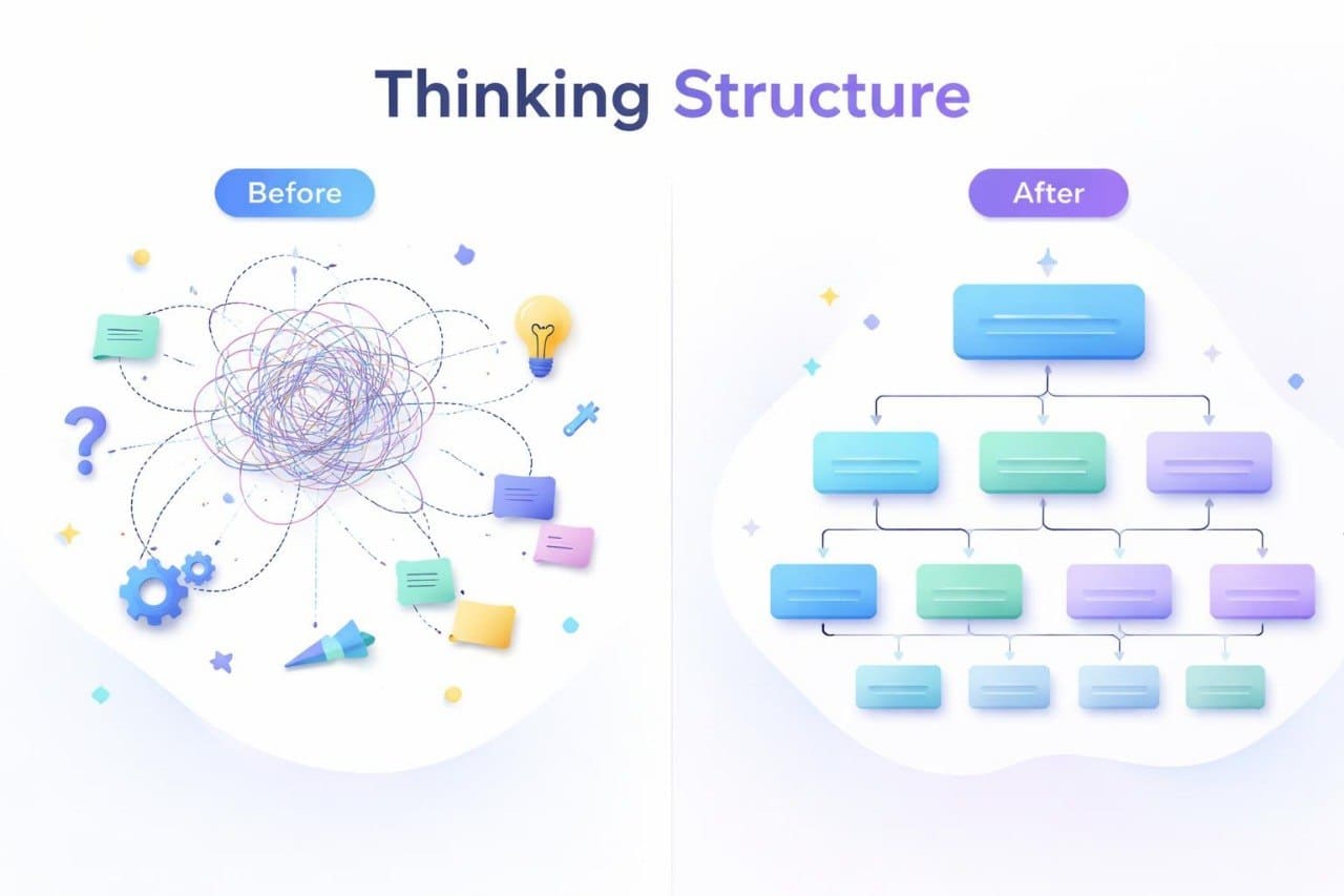 Thinking structure before/after diagram