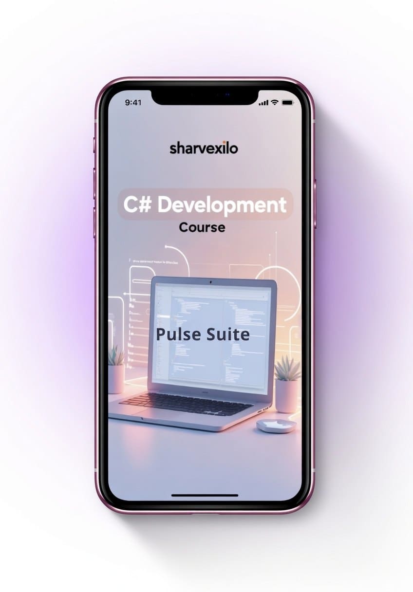 Phone displaying C# digital course 'Pulse Suite'
