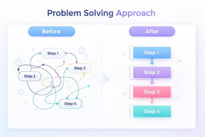 Comparison of a problem-solving approach before and after simplification.