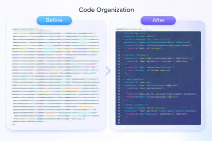 Core organization before/after diagram